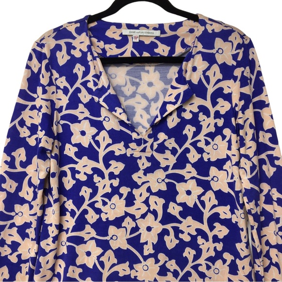 Diane Von Furstenburg Reina 100% Silk Long sleeve Mini Dress Burma Rose Size 10 - Picture 15 of 16